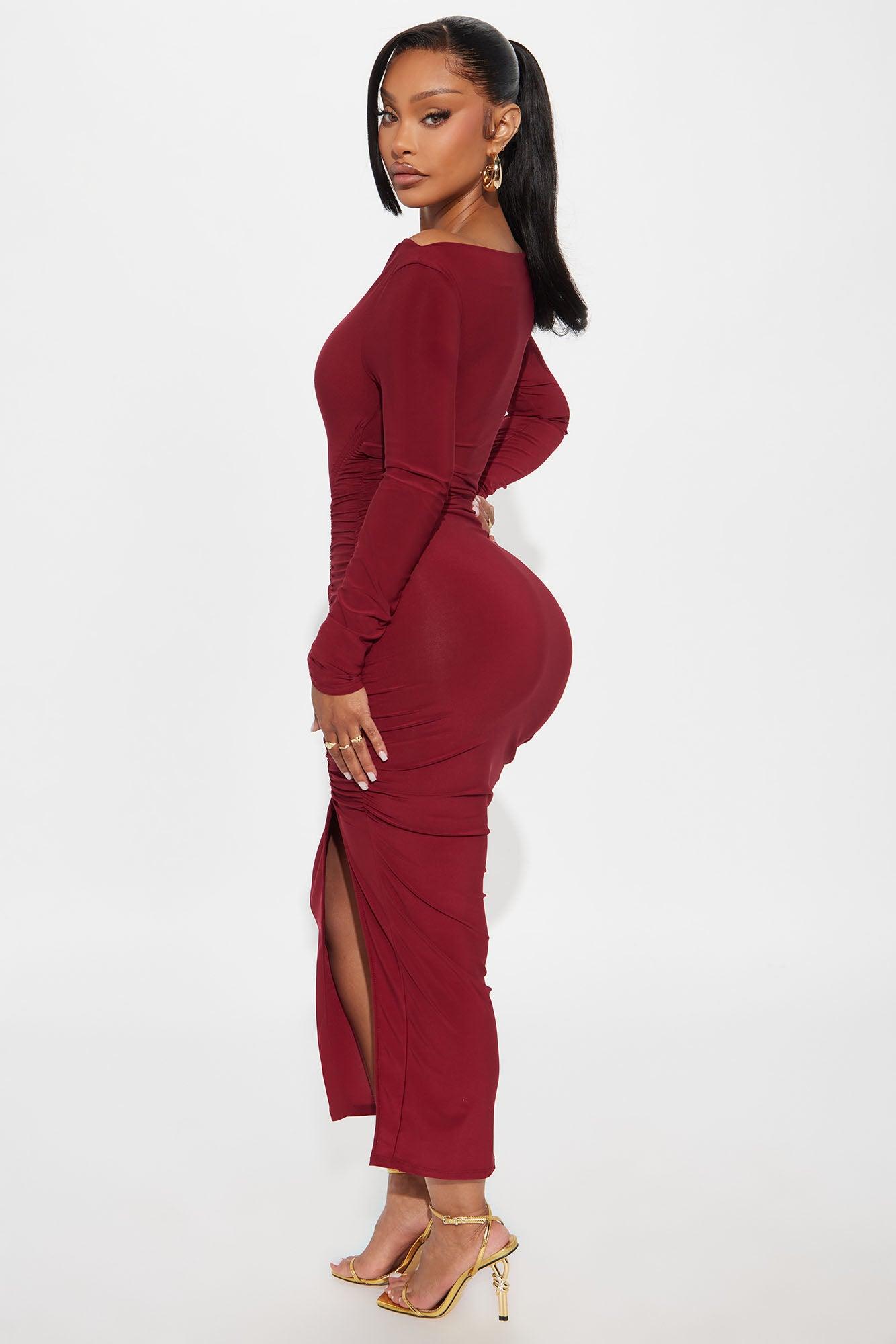 Carla Long Sleeve Midi Dress - Wine Female Product Image