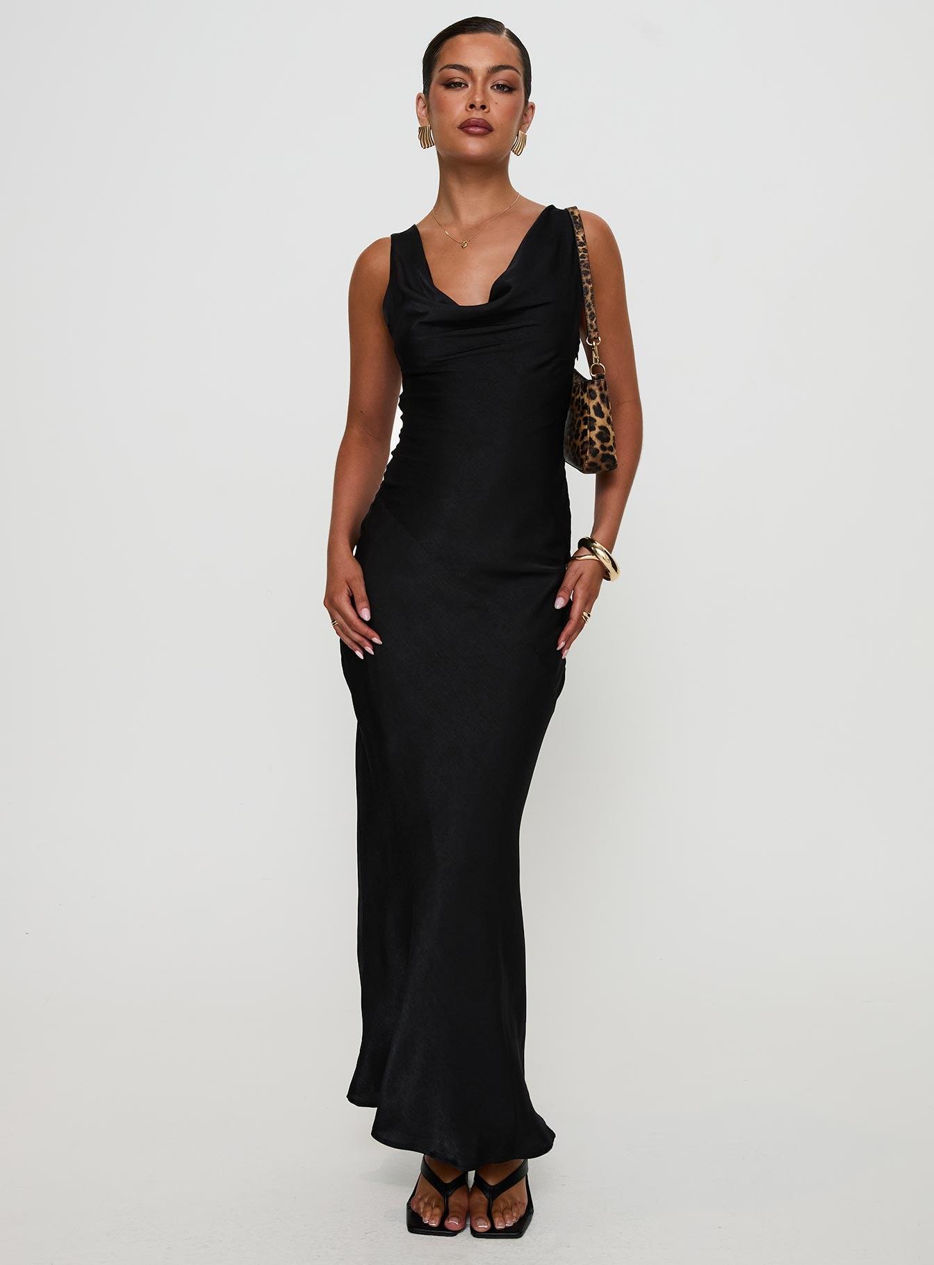 Make Memories Cowl Neck Maxi Dress Black Product Image
