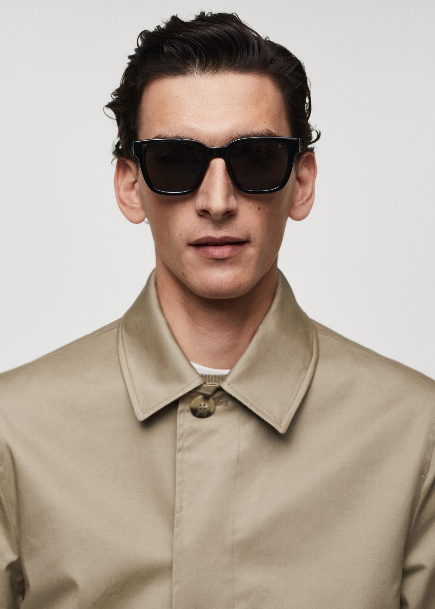 Cotton trench coat with collar detail - Men | MANGO USA Product Image