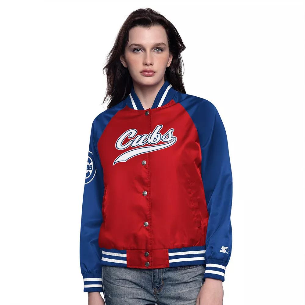 Women's Starter Red/Royal Chicago Cubs Home Run Full-Snap Varsity Jacket,  Product Image
