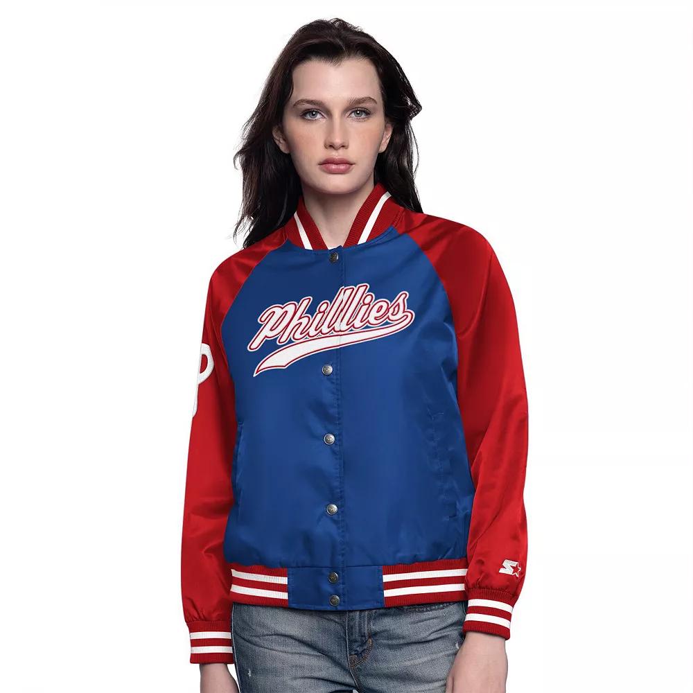 Women's Starter Royal/Red Philadelphia Phillies Home Run Full-Snap Varsity Jacket, Size: Small, Blue Product Image