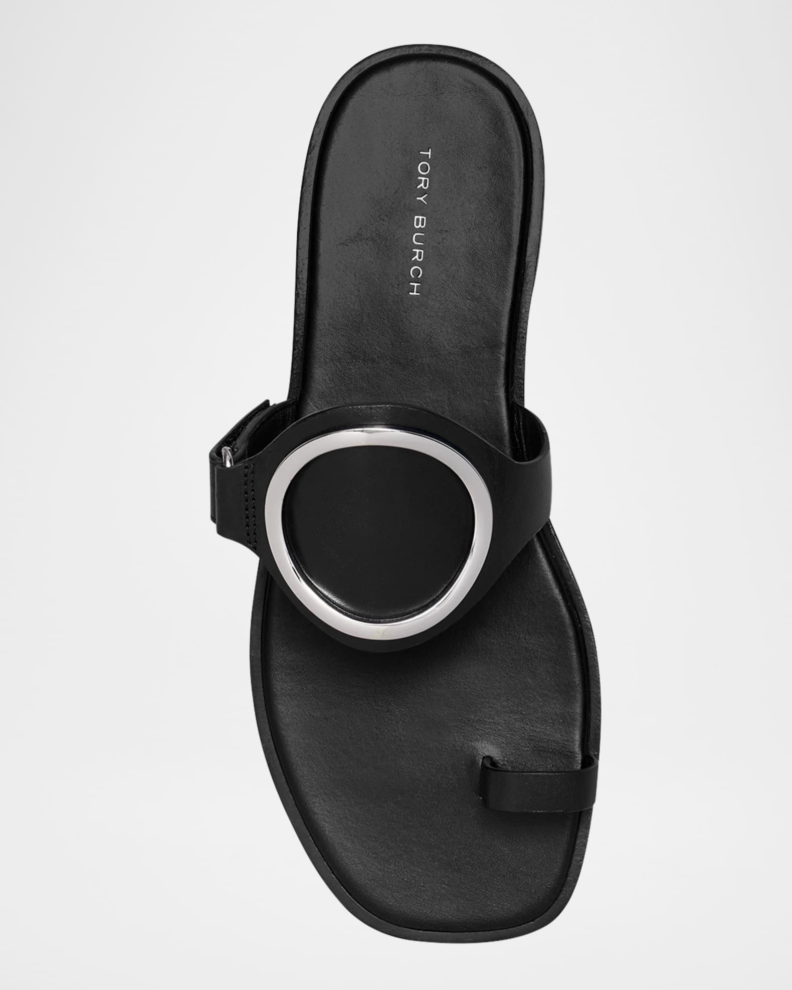 Leather Ring Flat Slide Sandals Product Image