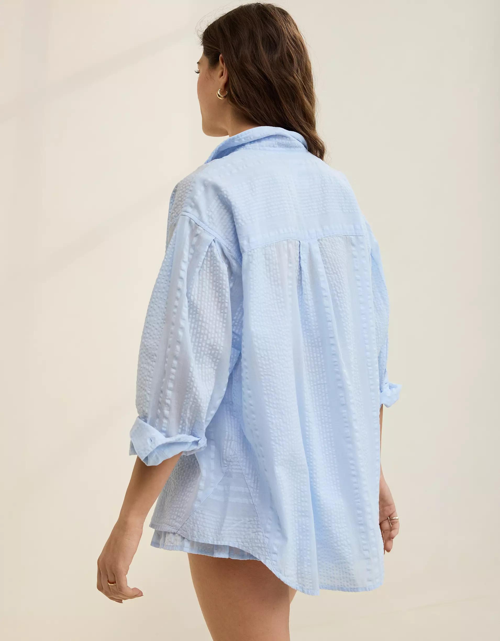 Aerie Seersucker Coverup Shirt Product Image