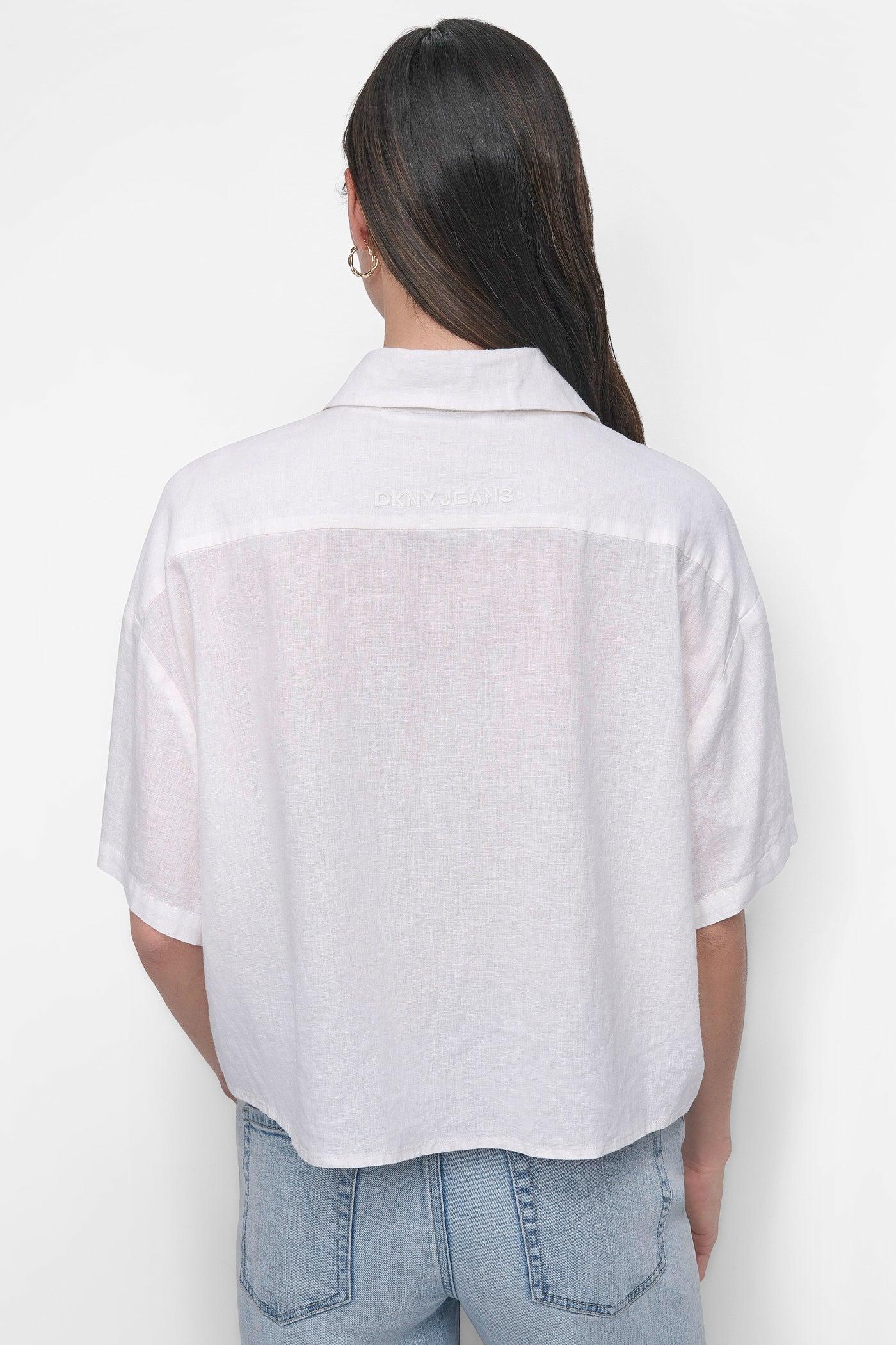 CROPPED LINEN-BLEND SHIRT Product Image