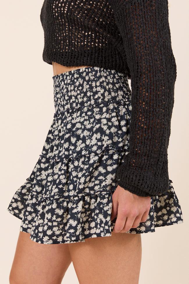 Through the Garden Black White Floral Skort Product Image
