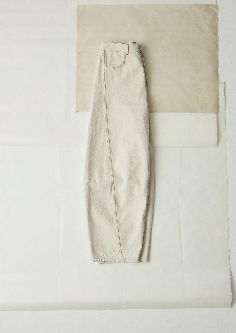 Sculptural Seamed Denim Pants | Ecru Product Image