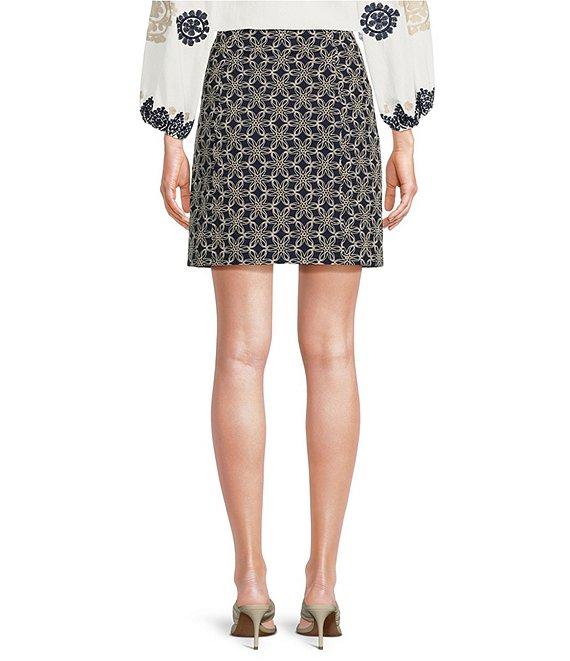 tyler boe Cindy Woven Daisy Embroidered Mini Pencil Skirt Product Image