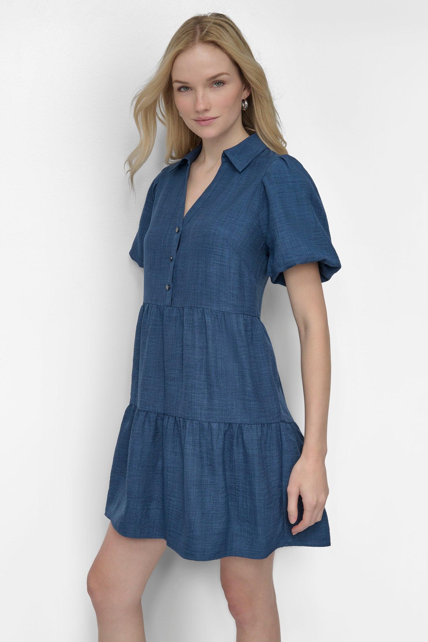 TIERED A-LINE MINI SHIRT DRESS Product Image