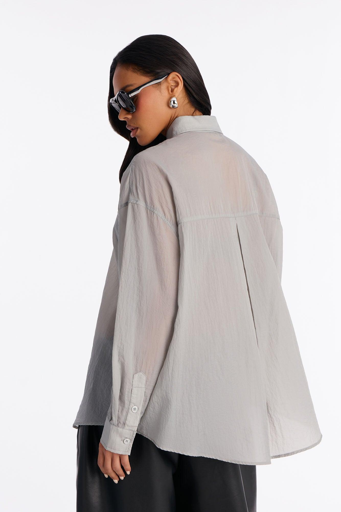 Take Me There Windbreaker Shirt - Grey Female Product Image