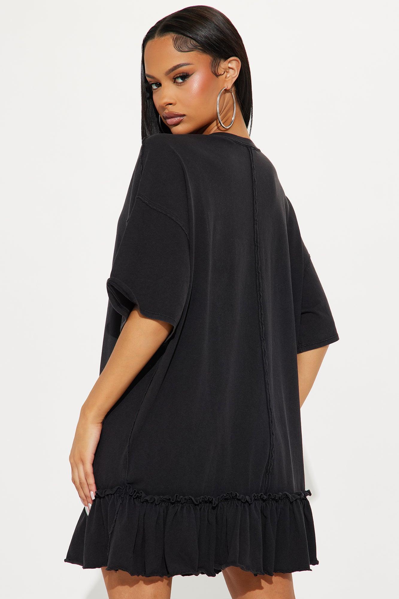 Zoya Cotton Blend Tshirt Mini Dress - Black Product Image