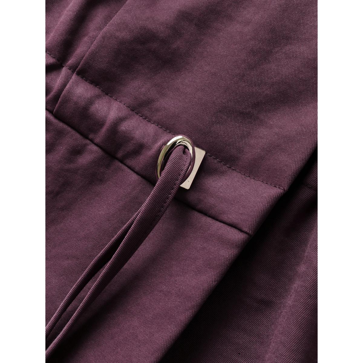 Plus Size Waist-Defining Drawstring Pockets Jacket Women Plum Drawstring Side seam pocket Casual Jackets BloomChic 28/5X Product Image