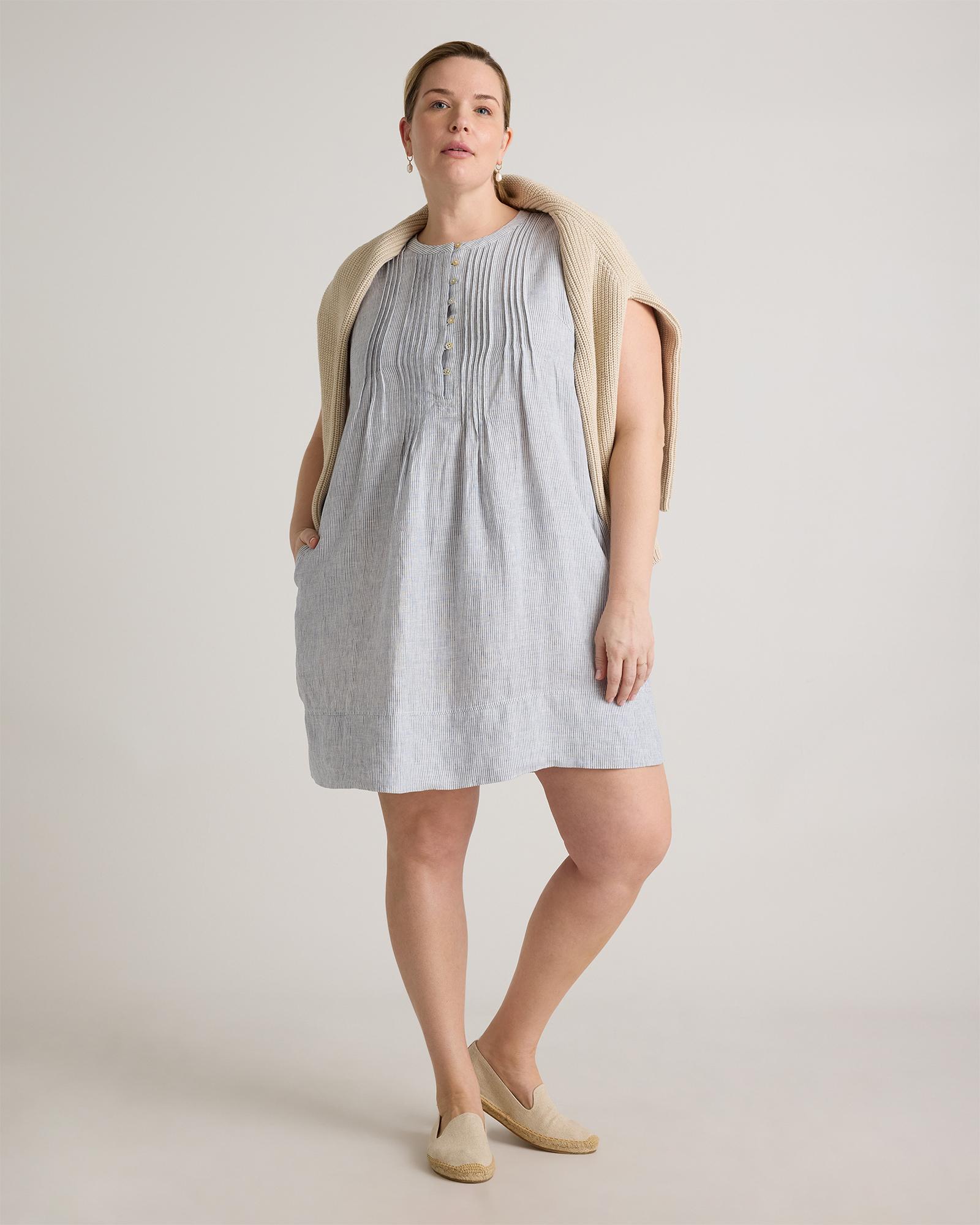 Quince | Women's 100% European Linen Sleeveless Swing Dress Product Image