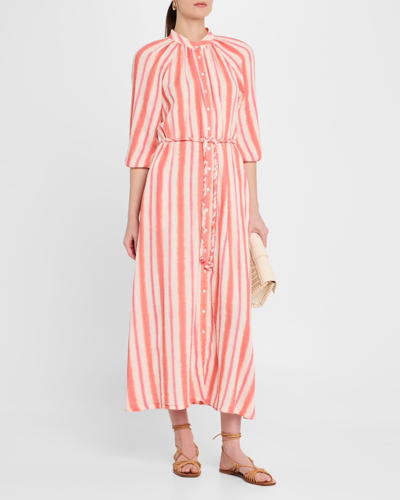 Alicia Striped Cotton Midi Dress Product Image