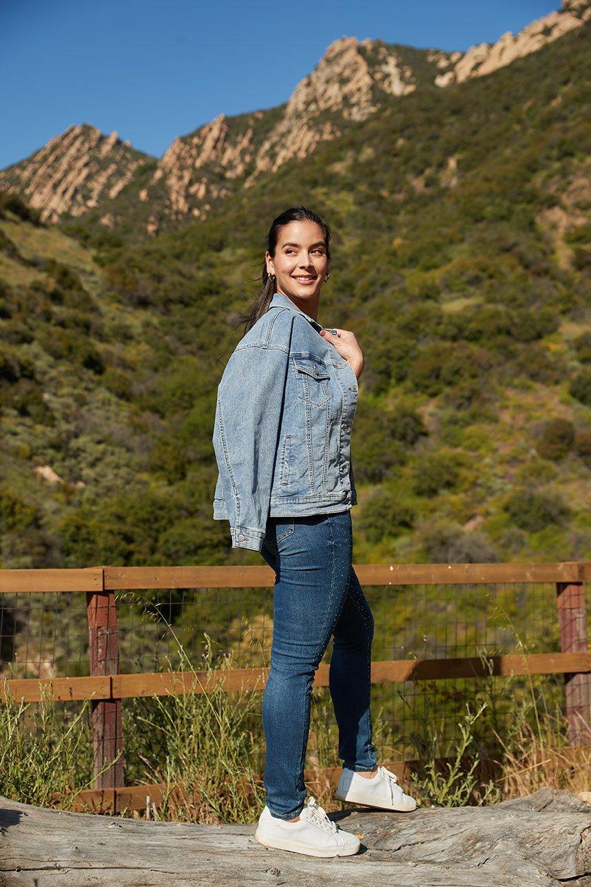 Westport 5 Pocket High Rise Rhinestone Skinny Jeans Product Image