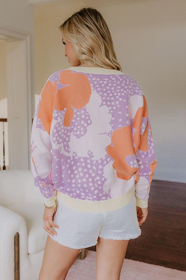 Wait And Smile Floral Sweater In Dusty Purple Product Image