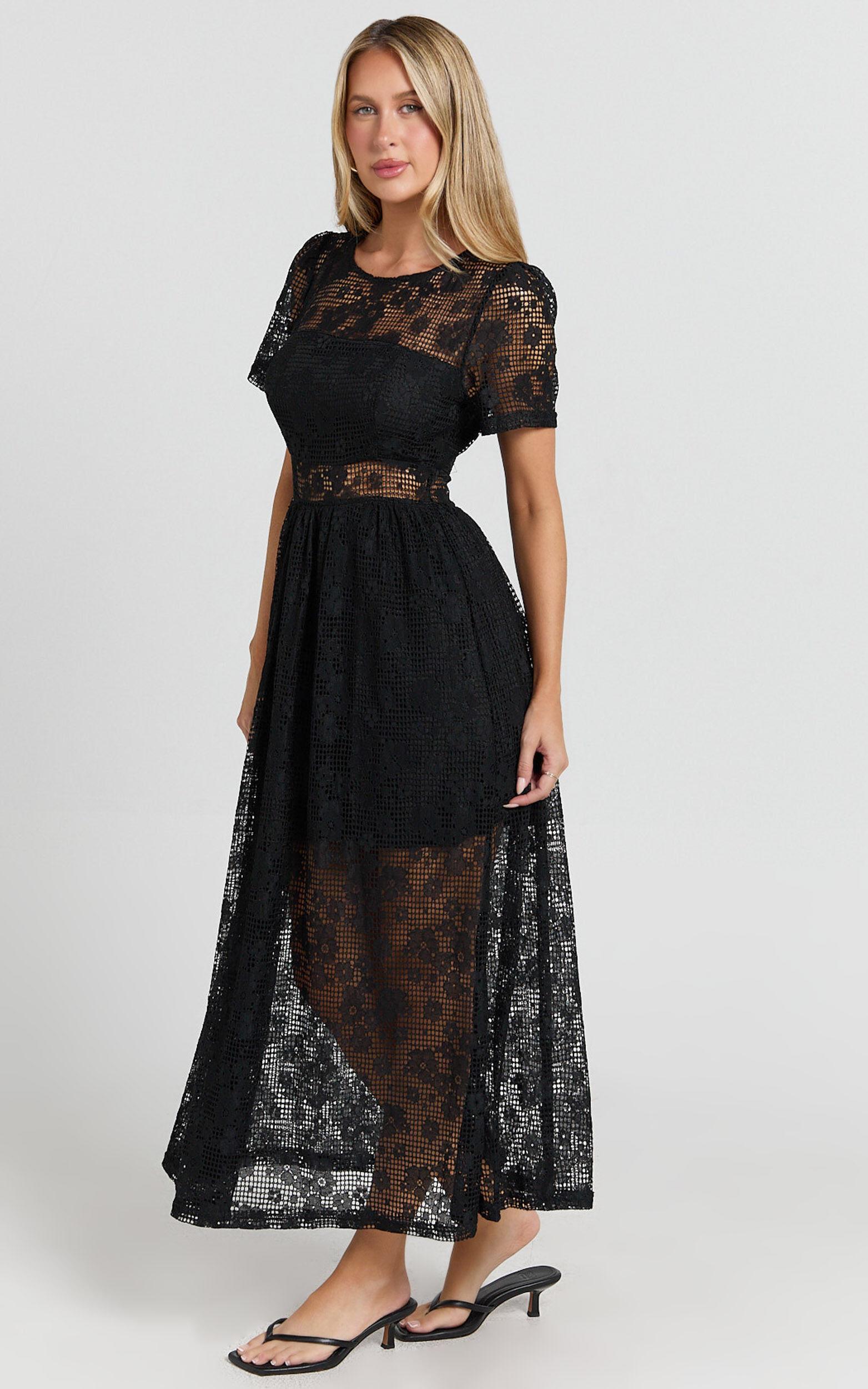 Leon Midi Dress - Short Sleeve Dress in Black Product Image