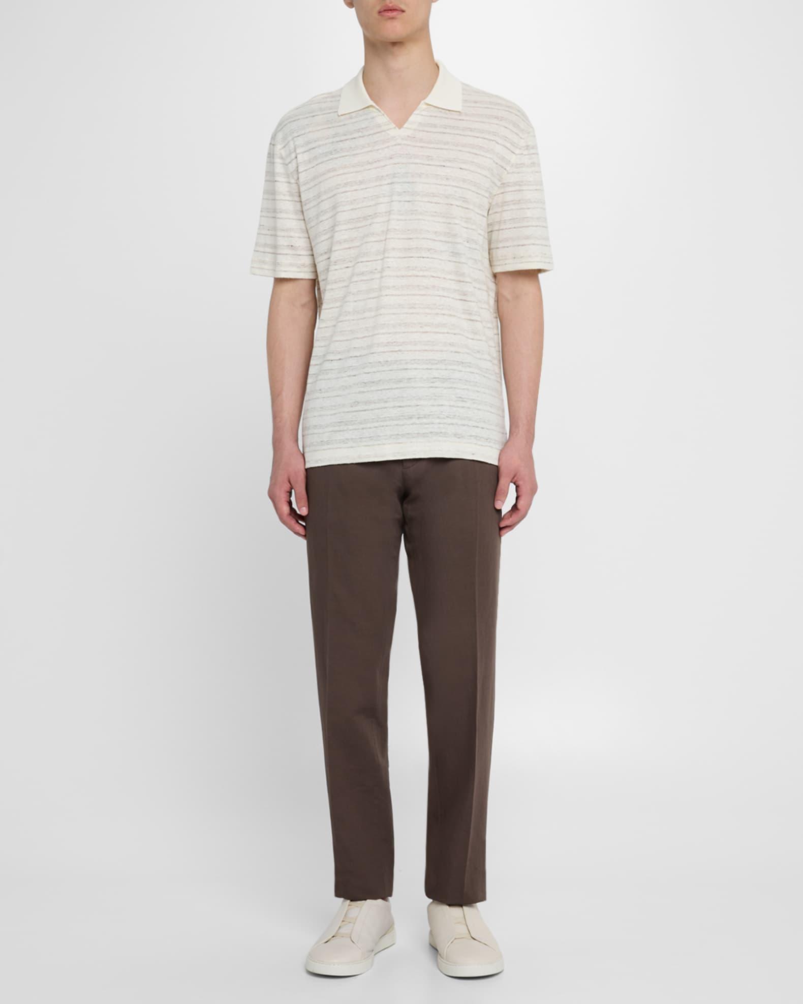 Men's Johnny Collar Multi-Stripe Polo Shirt Product Image