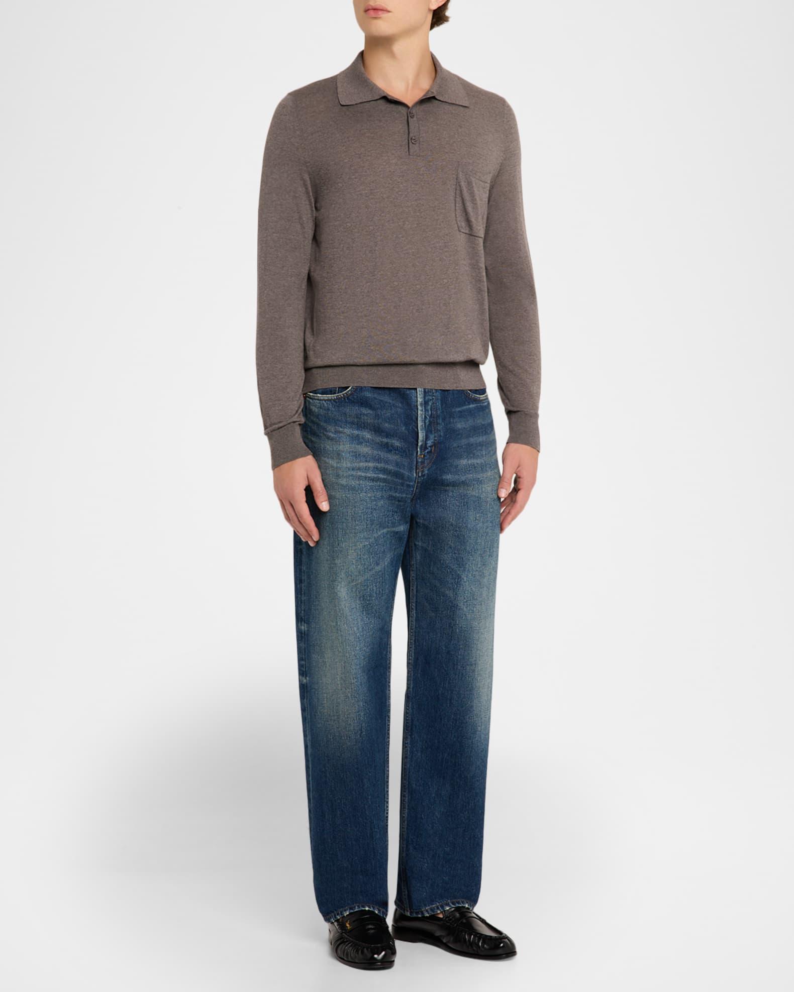 Men's Fine Wool Knit Pocket Polo Sweater Product Image
