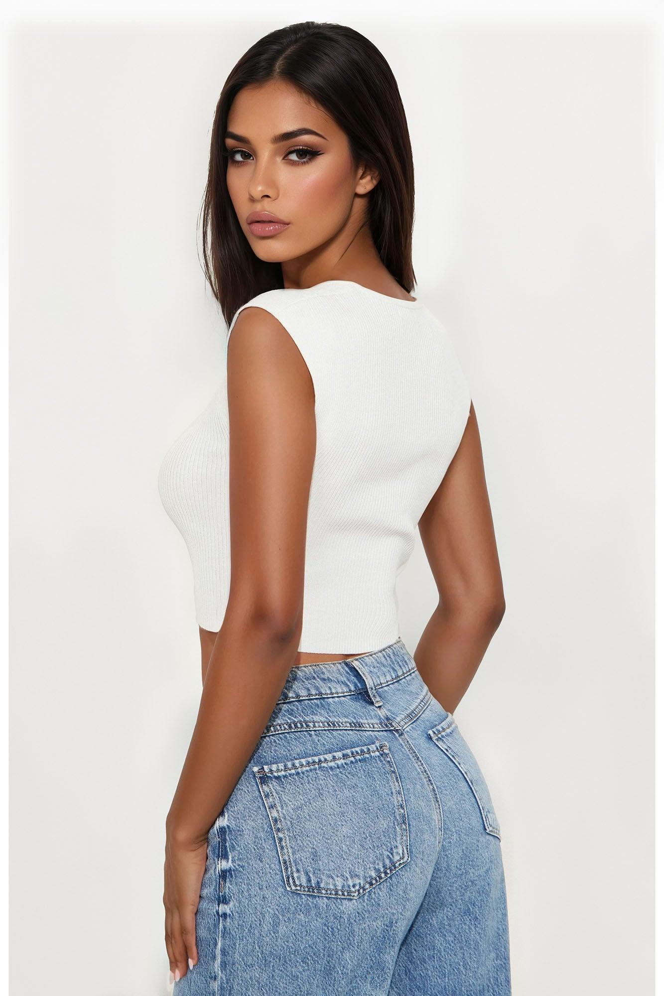 Hug Me Sweater Top - Off White Female Product Image