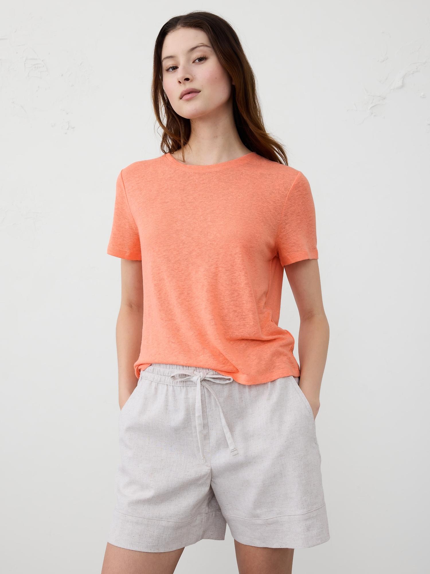 Linen-Blend Crew-Neck Top Product Image