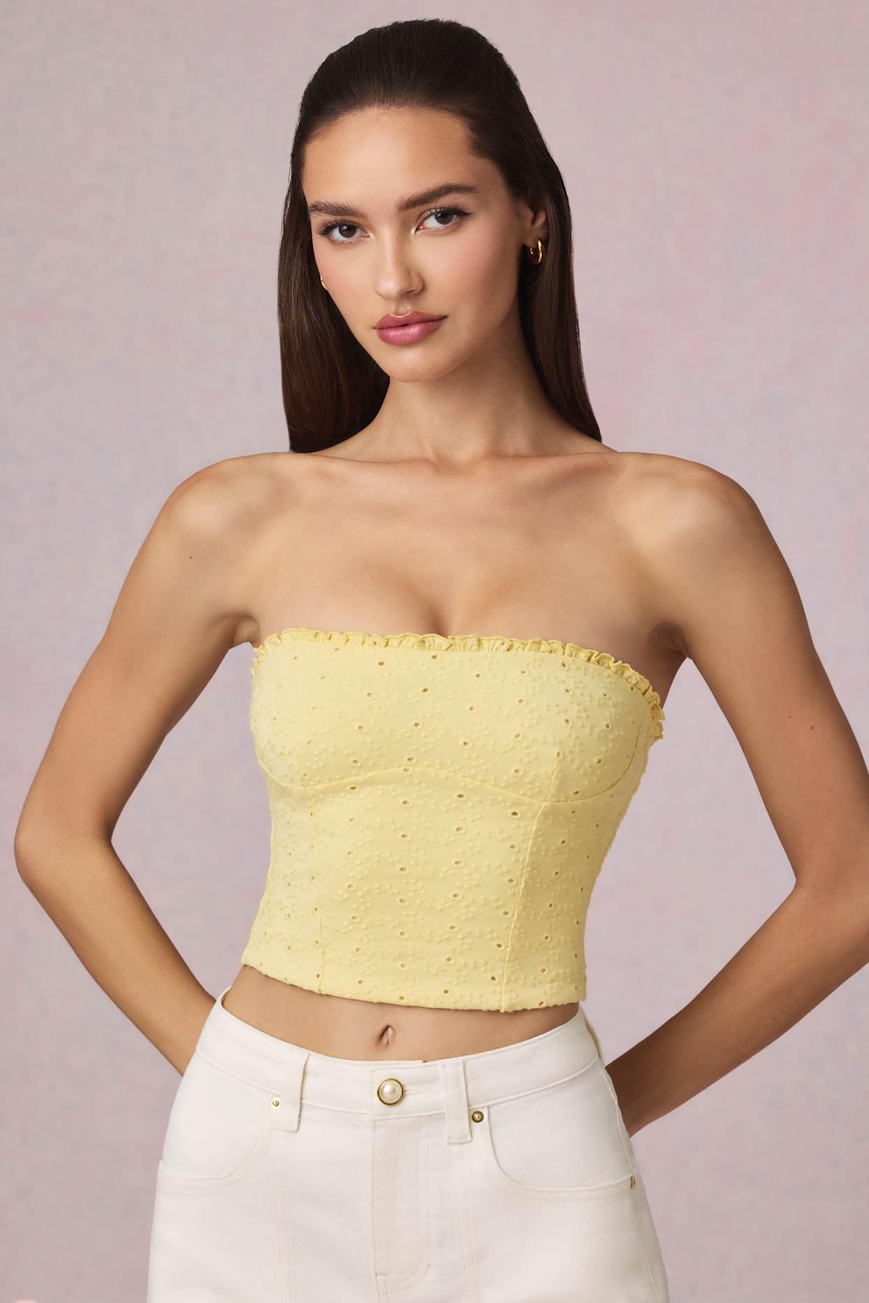 Broderie Anglaise Camisole Top in Lemon Yellow Product Image