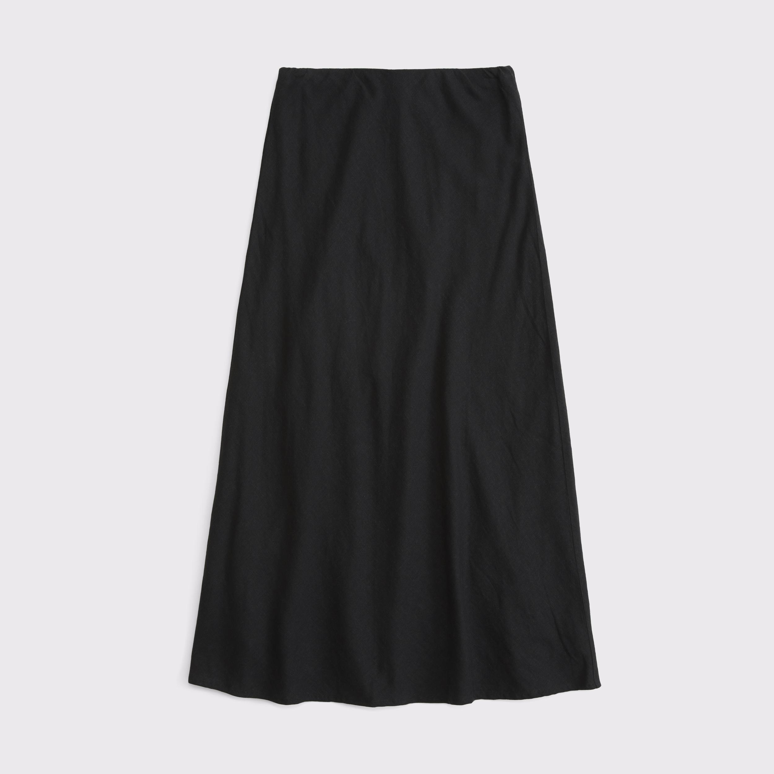Mid Rise Linen-Blend Maxi Skirt Product Image