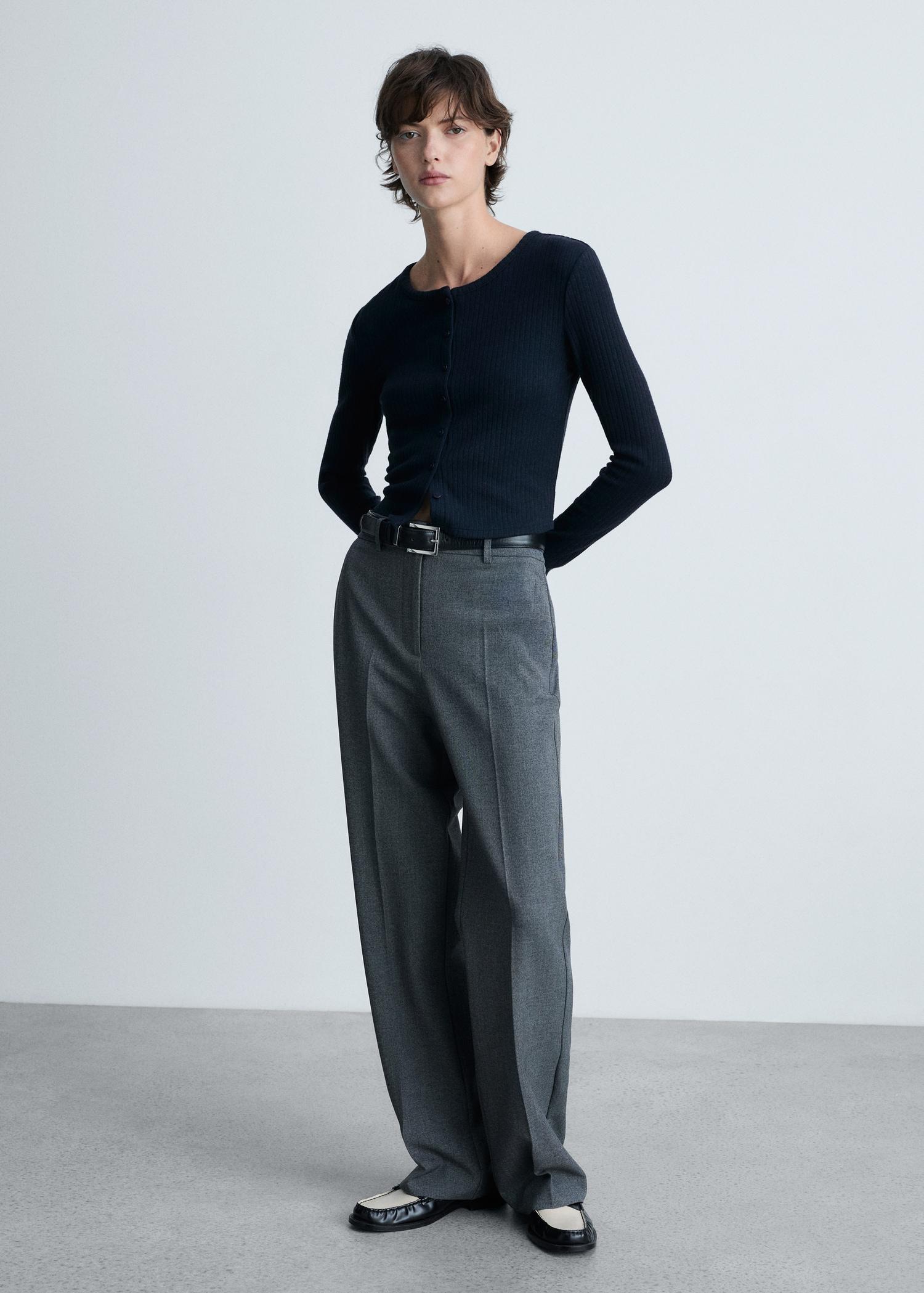 Buttoned ribbed cardigan - Women | MANGO USA Product Image