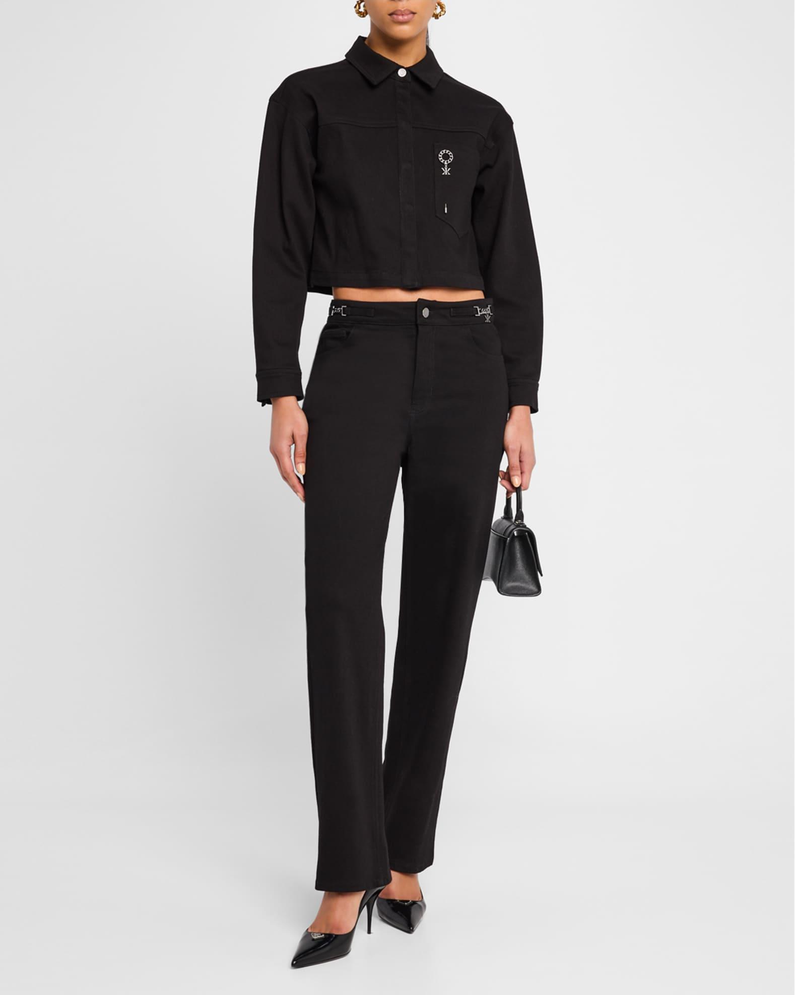 Teagan Cropped Brooch-Embellished Jacket Product Image