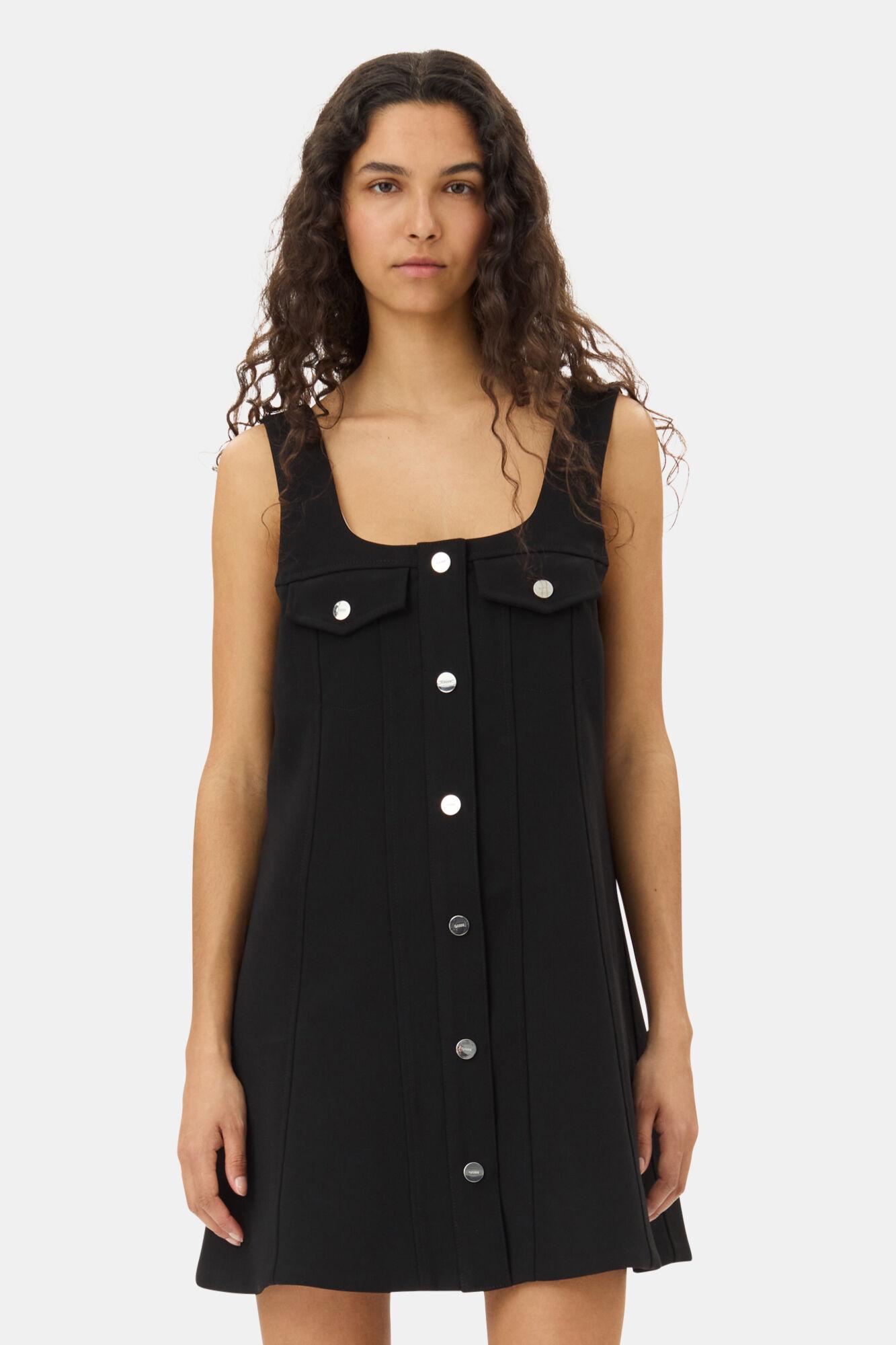 Black Bonded Crepe Mini Dress Product Image