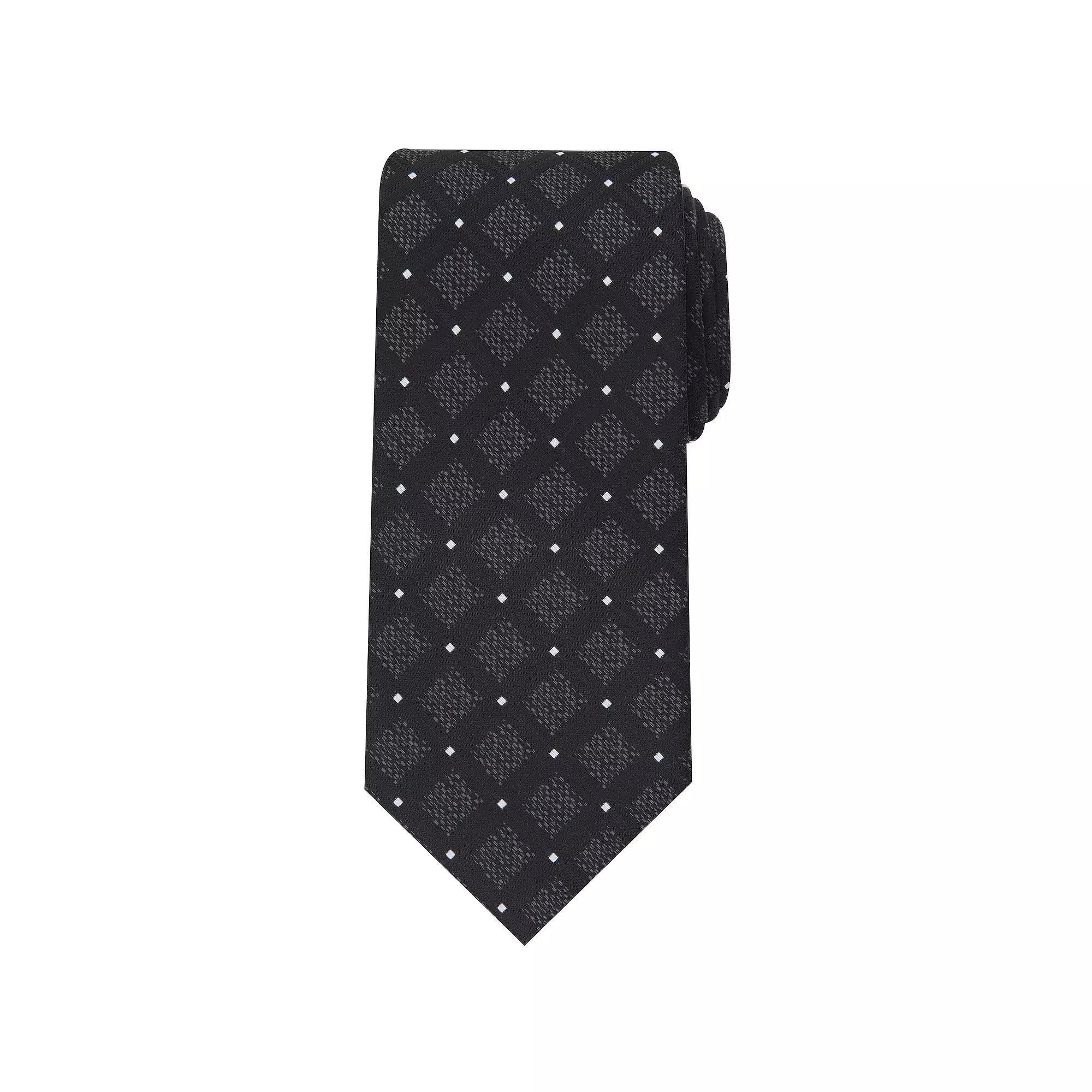 Men's Bespoke Patterned Tie, Black Valencia Product Image