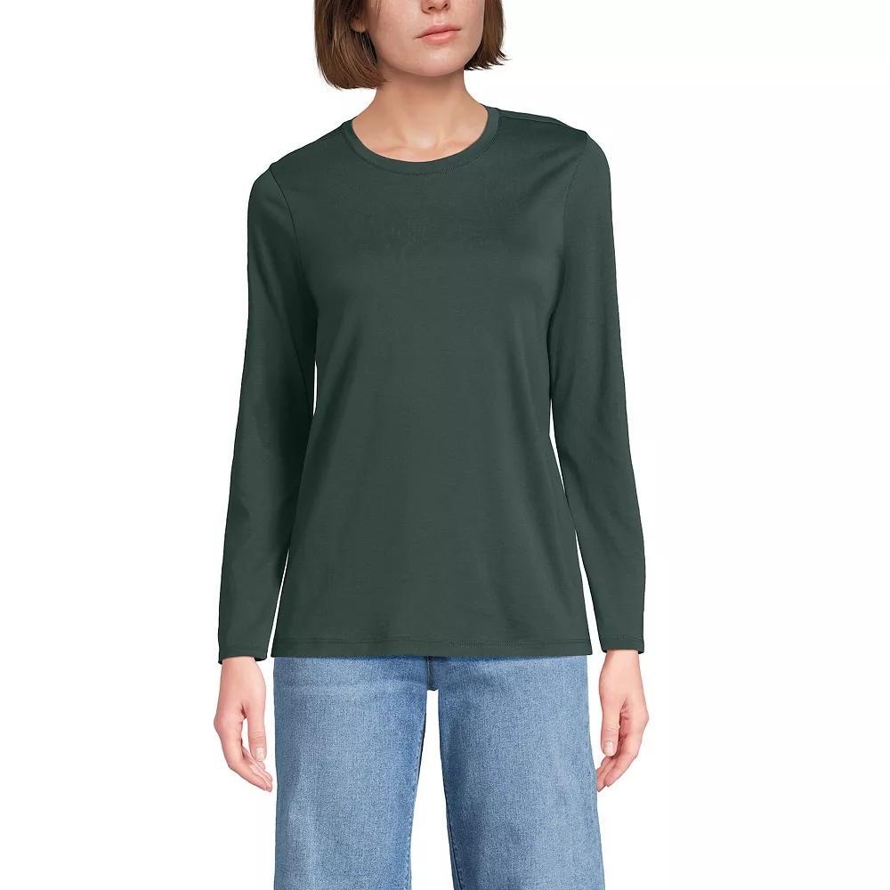 Petite Lands' End Relaxed-Fit Supima Long Sleeve Cotton Crewneck Tee, Women's,  Product Image