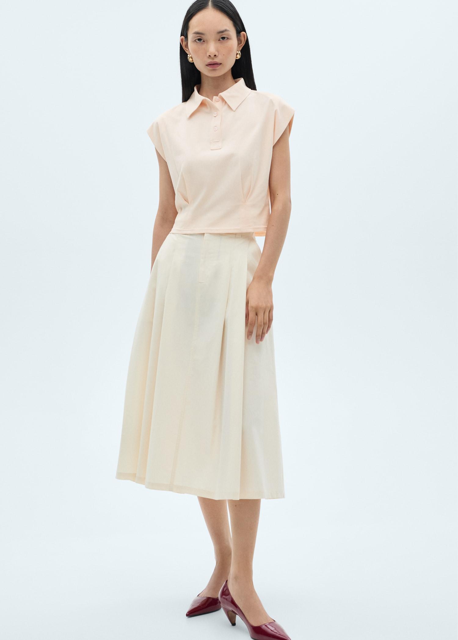 Short-sleeved cotton polo shirt - Women | MANGO USA Product Image