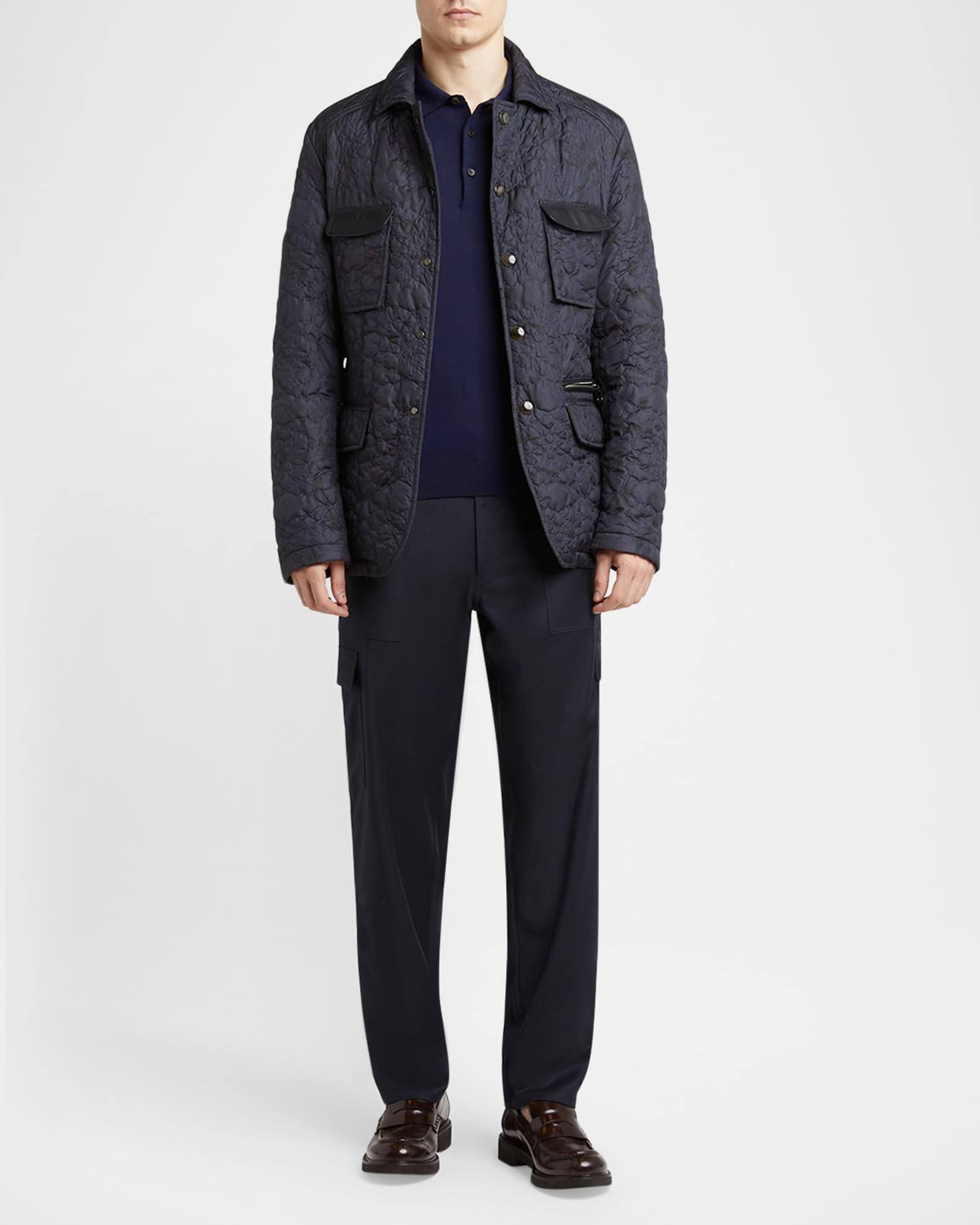 Men's Cotton Knit Contrast-Stripe Polo Shirt Product Image