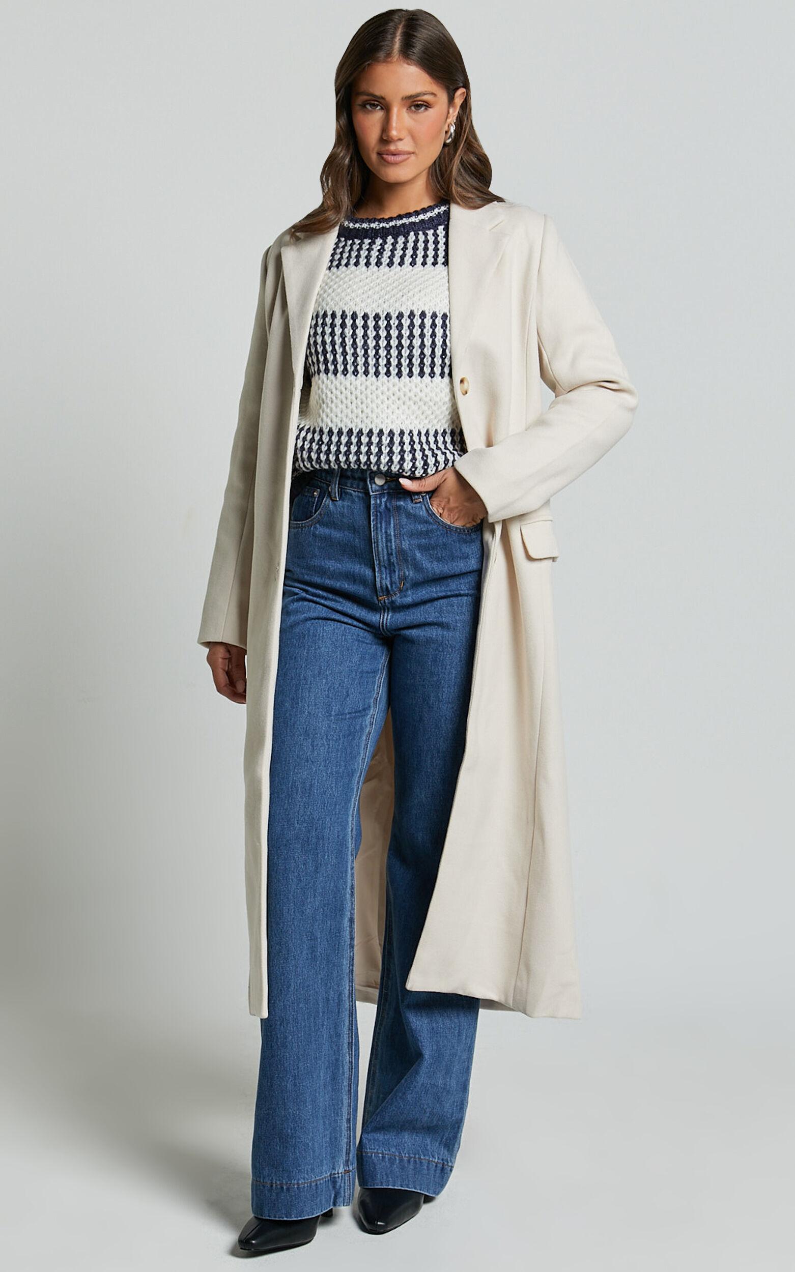 Colby Coat - Tailored Longline Coat in Stone Product Image