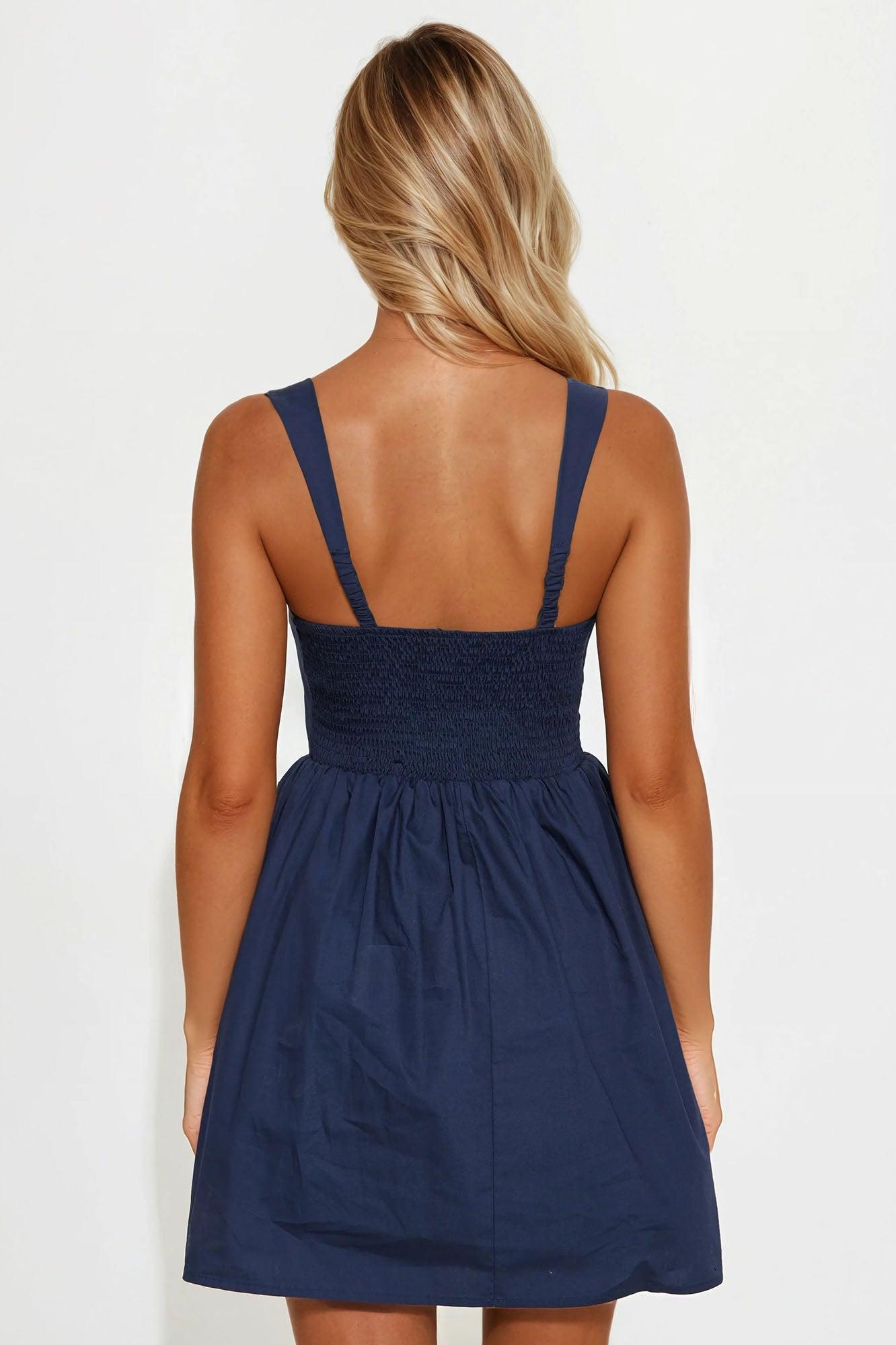 Charlene Stretch Poplin Mini Dress - Navy Female Product Image