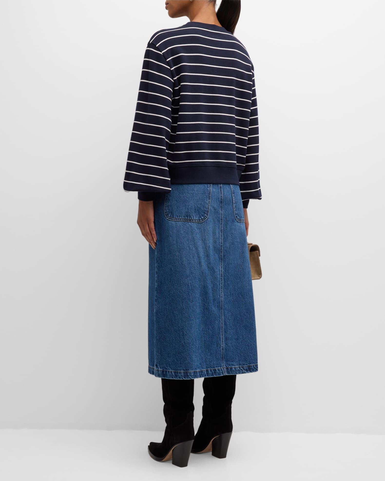 Stripe Blouson-Sleeve Sweatshirt Product Image