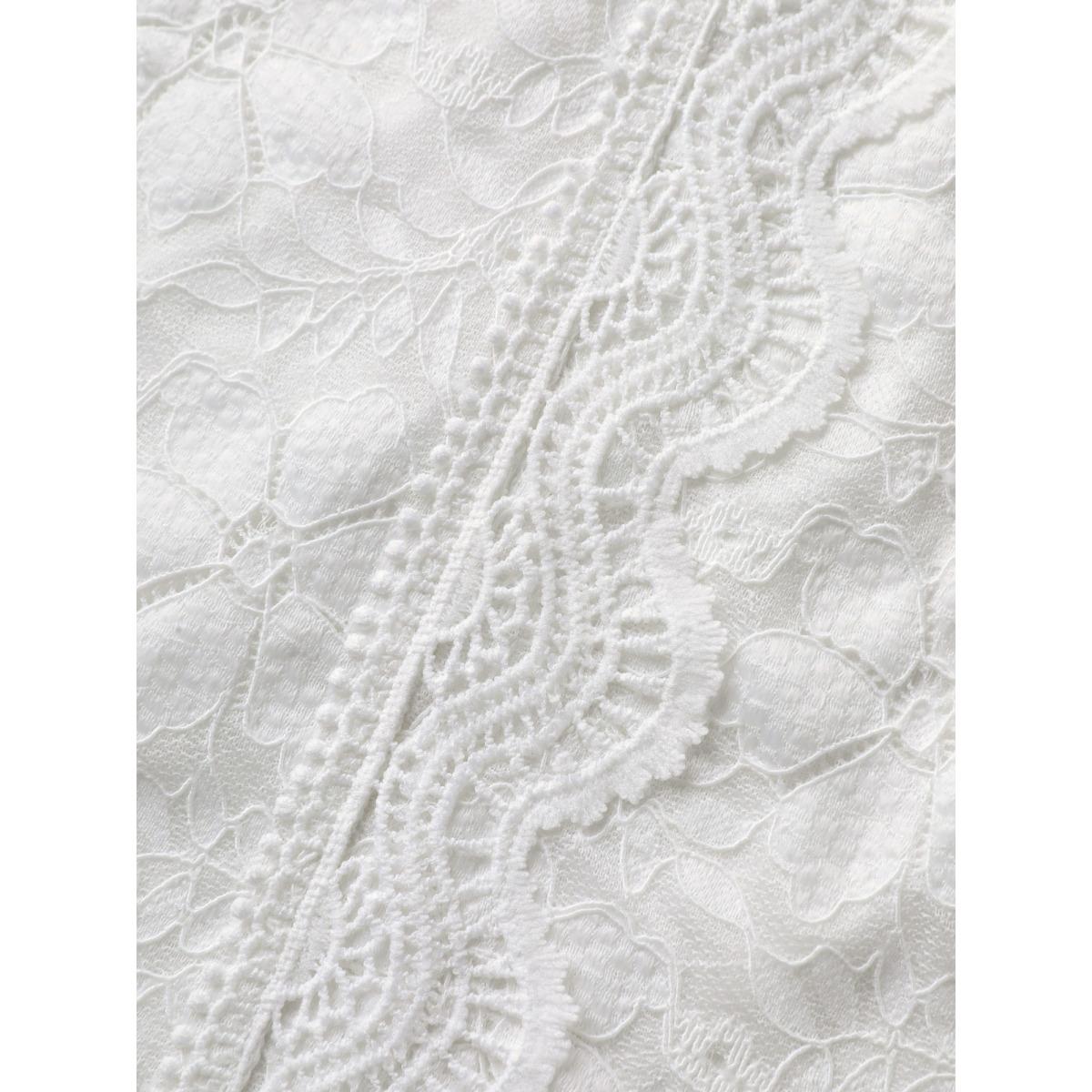 Plus Size WhiteSmoke Stretchy Floral Lace V-Neck Blouse Women Extra Long Sleeve V-neck Elegant Blouses BloomChic 22-24/3X Product Image