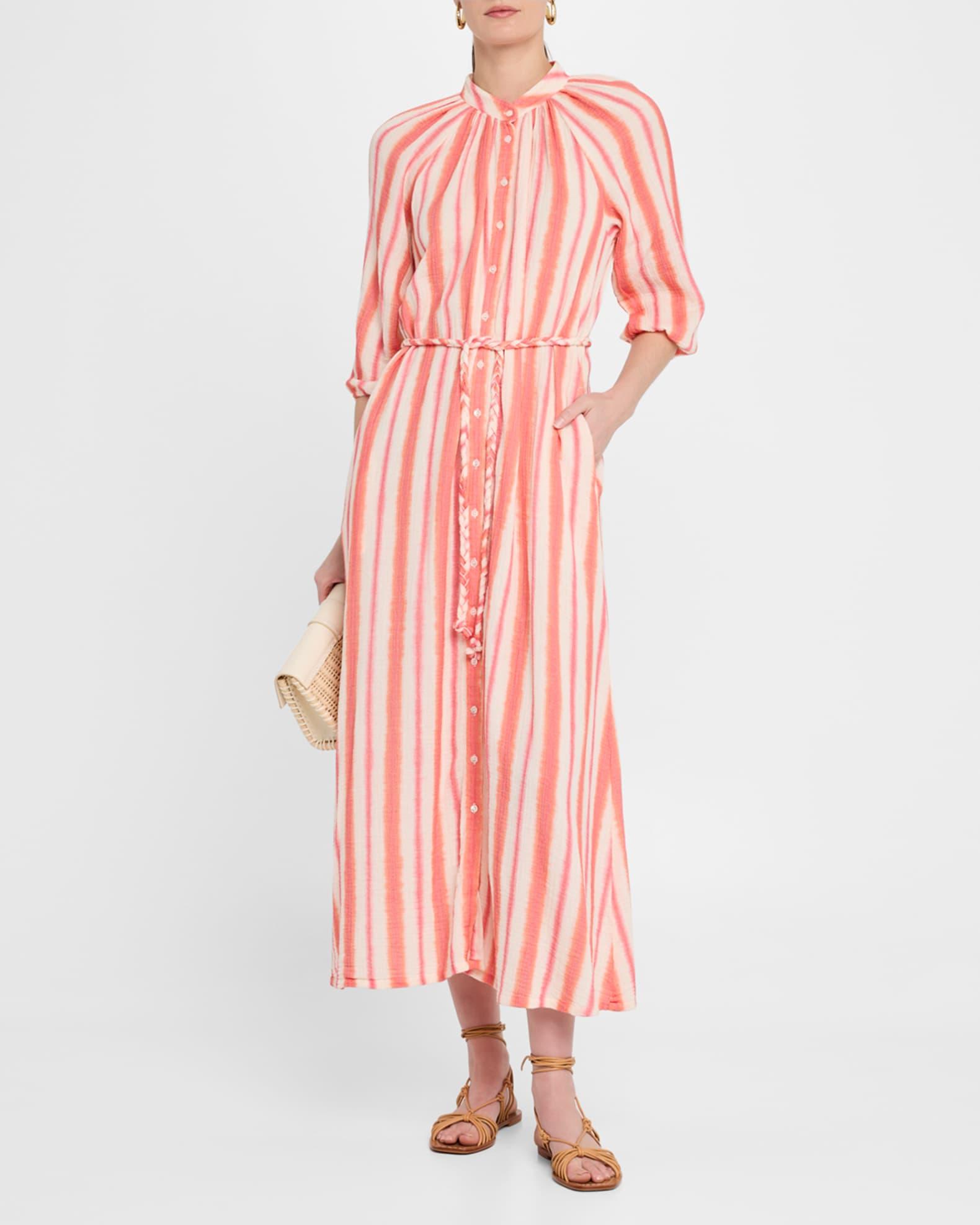 Alicia Striped Cotton Midi Dress Product Image