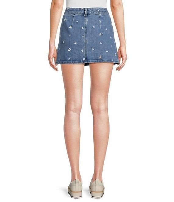 Chelsea & Violet Coordinating Callah Floral Embordered Denim Mini Skirt Product Image