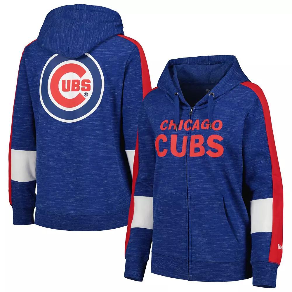 Women's New Era Royal Chicago Cubs Colorblock Full-Zip Hoodie, Size: Small, Blue Product Image