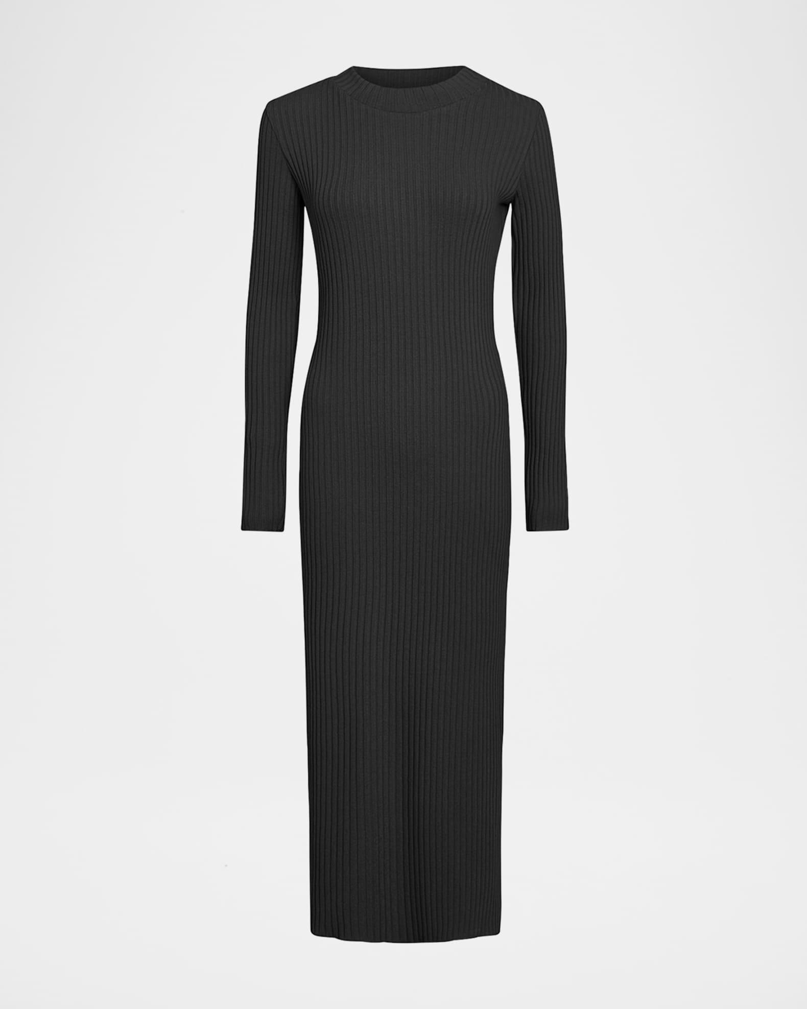 Ribbed Long-Sleeve Midi Dress Product Image