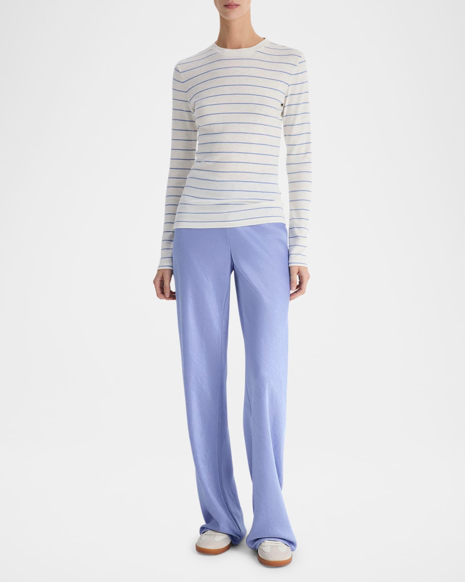 Striped Long-Sleeve Crewneck T-Shirt Product Image