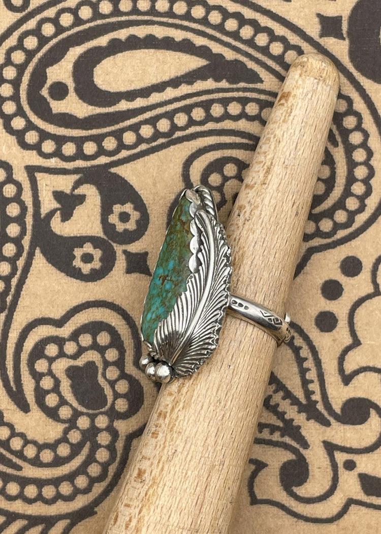 Sterling Silver Turquoise Feather Ring Product Image