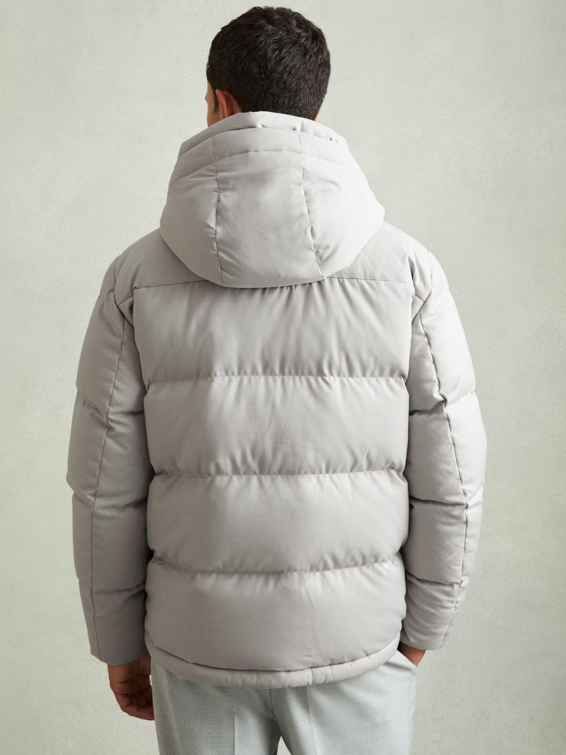 Patch-Pocket Quilted Puffer Jacket in Grey Product Image