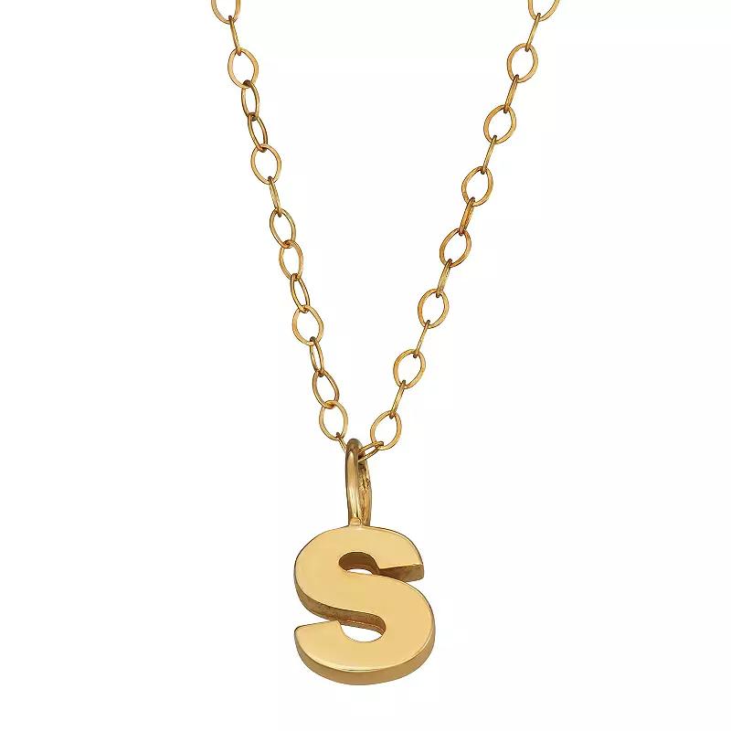 10K Gold Initial Pendant on 14K Gold Filled Chain, Womens Product Image