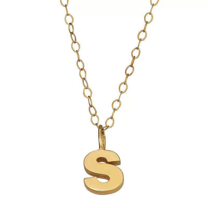 10K Gold Initial Pendant on 14K Gold Filled Chain, Womens Product Image