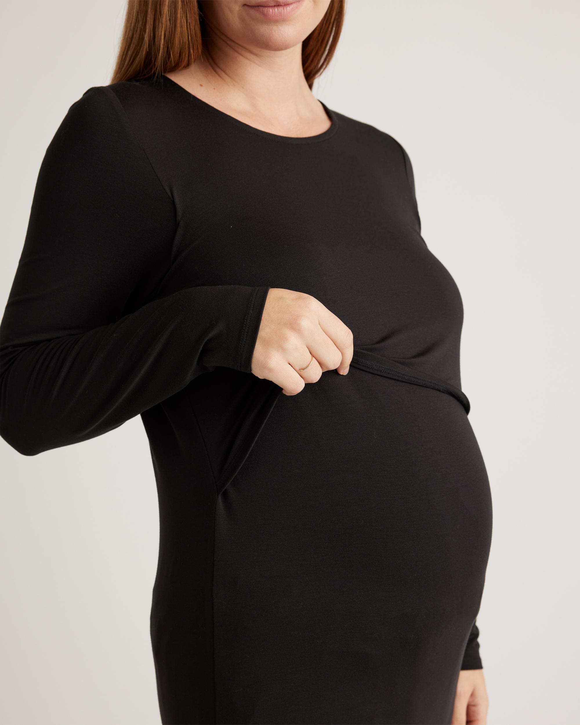 Quince | Women's Tencel Jersey Maternity & Nursing Long Sleeve Relaxed Fit T-Shirt 2-Pack Size XS, Lenzing Modal Product Image