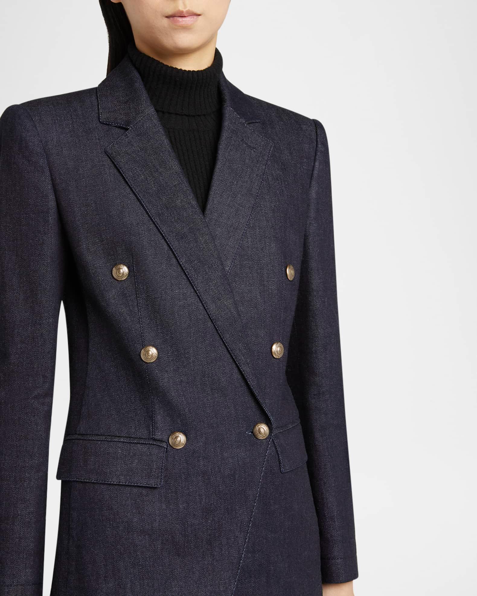 Cotton-Cashmere Denim Double-Breasted Blazer Product Image