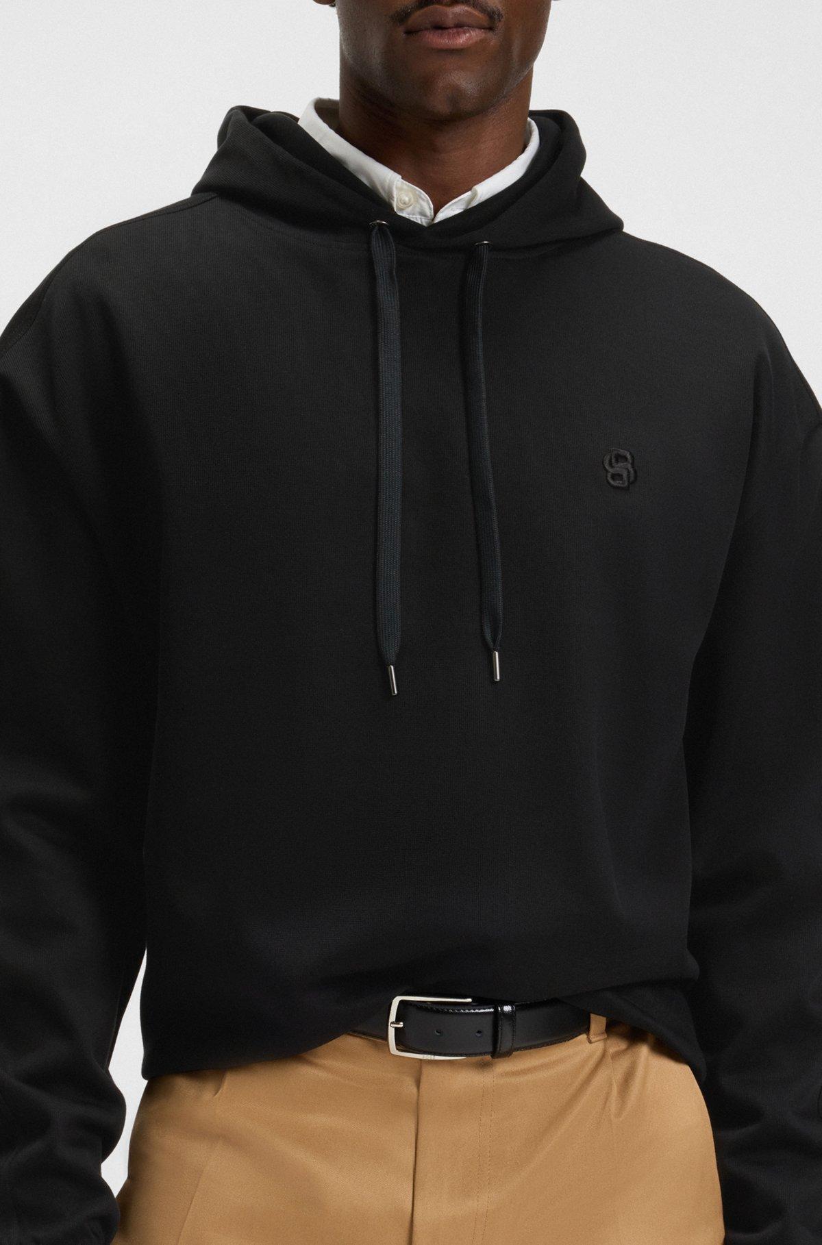 BOSS - Relaxed-fit hoodie in mercerised cotton - Black Product Image