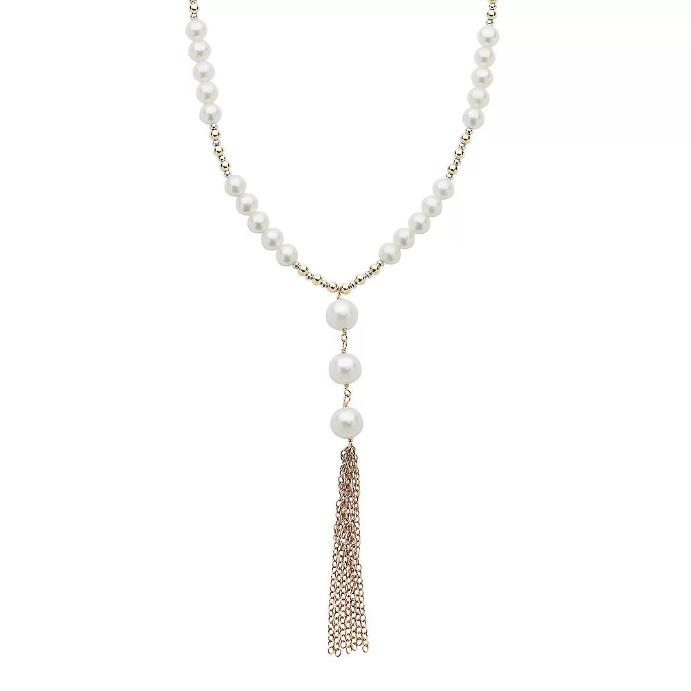 PearLustre by Imperial 14k Rose Gold Filled Freshwater Cultured Pearl Tassel Y Necklace, Womens Pink Tone Product Image